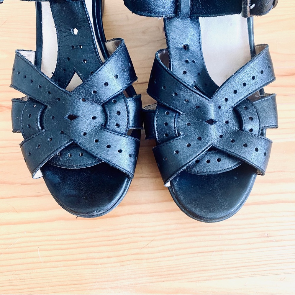 Barney’s New York CO-OP platform sandals black leather 38 / 8 - Picture 7 of 9